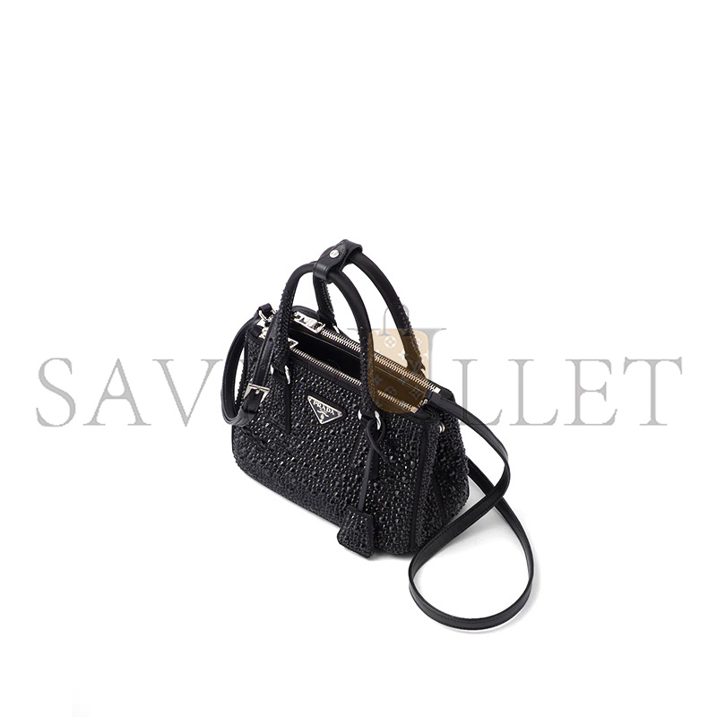 PRADA GALLERIA SATIN MINI-BAG WITH CRYSTALS 1BA906 (20*14.5*9.5cm) PRADA GALLERIA SATIN MINI-BAG WITH CRYSTALS 1BA906 (20*14.5*9.5cm)
